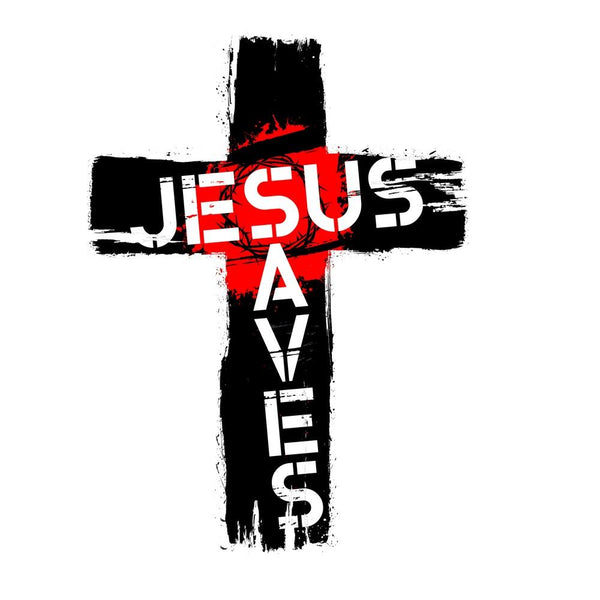 Jesus Saves Cross Fabric Panel - ineedfabric.com