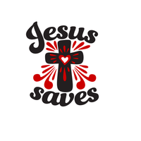 Jesus Saves Fabric Panel - Red - ineedfabric.com
