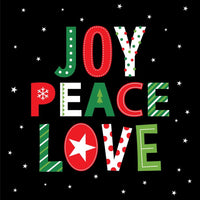 Joy Peace Love Christmas Fabric Panel - ineedfabric.com