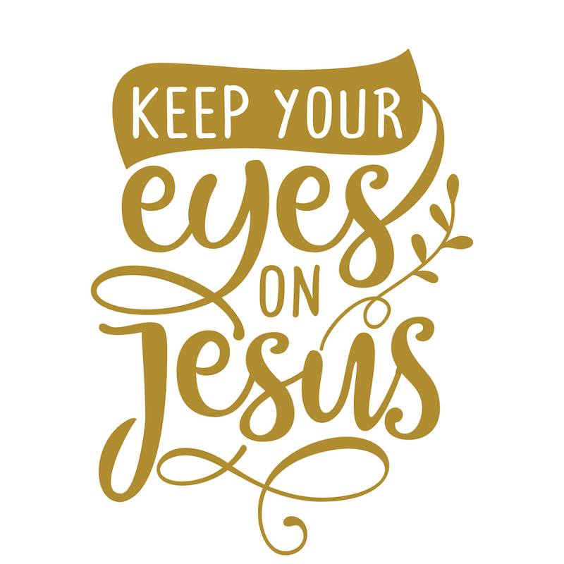 Keep Your Eyes On Jesus Fabric Panel - Gold - ineedfabric.com