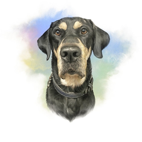Large Bicolor Domestic Dog Portrait Fabric Panel - ineedfabric.com