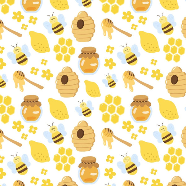 Lemons & Honey Fabric - Yellow - ineedfabric.com