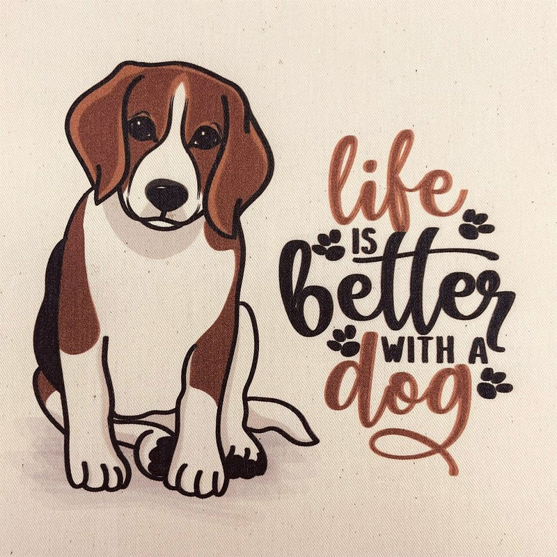 Life is Better With a Dog Natural 100% Cotton Canvas Fabric Panel - ineedfabric.com