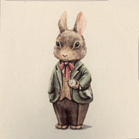 Little Critters Rabbit with Watch Natural 100% Cotton Canvas Fabric Panel - ineedfabric.com