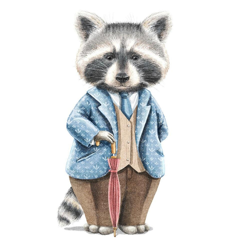 Little Critters Raccoon with Umbrella Fabric Panel - ineedfabric.com