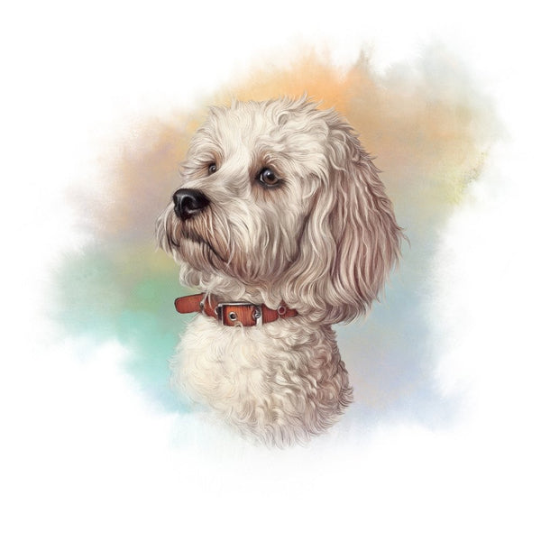 Maltese Dog Portrait Fabric Panel - Multi - ineedfabric.com