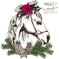 Merry & Bright Horse Fabric Panel - ineedfabric.com