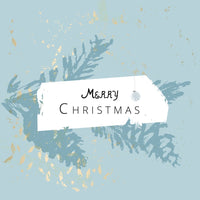 Merry Christmas Branch Fabric Panel - Blue - ineedfabric.com