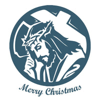 Merry Christmas Jesus With Cross Fabric Panel - ineedfabric.com