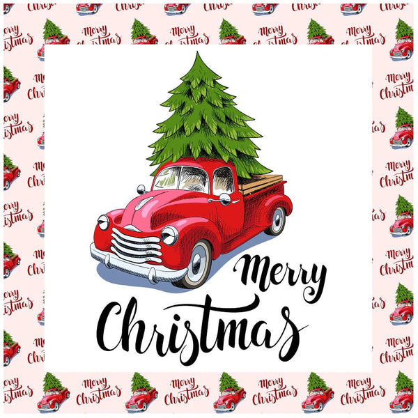 Merry Christmas Red Truck Pillow Panel - FunSewing.com