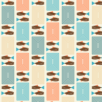 Mid-Century Fish And Rectangle Fabric - Variation 2 - ineedfabric.com