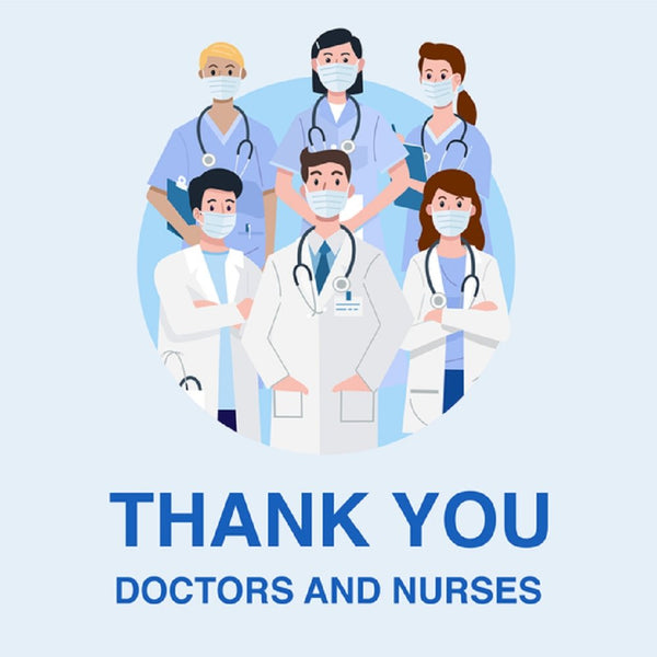 Occupation, Thank You Doctors And Nurses Fabric Panel - Blue - ineedfabric.com
