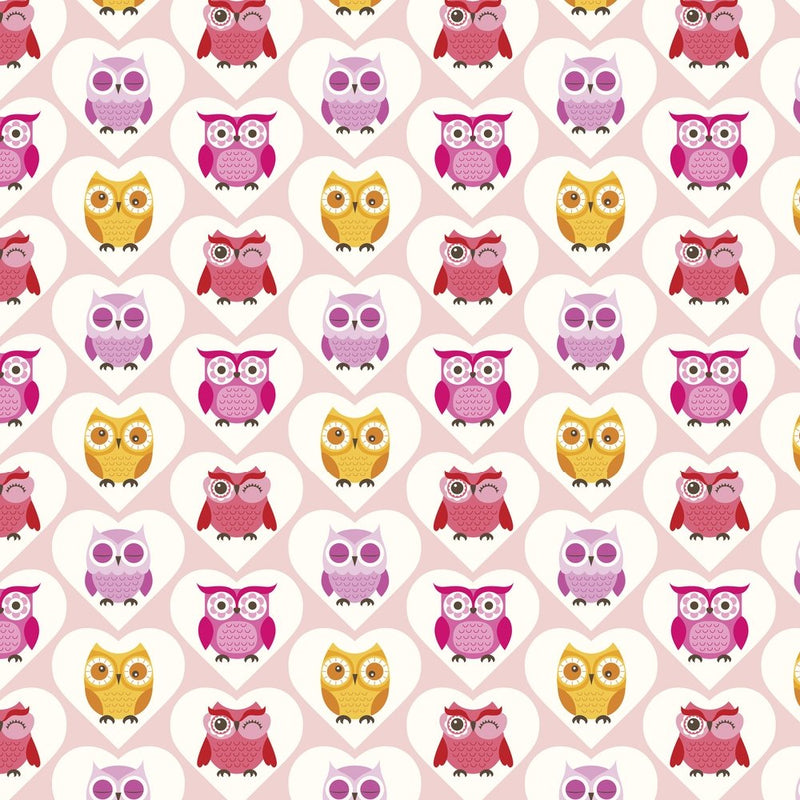 Owl Heart Fabric - Pink - ineedfabric.com