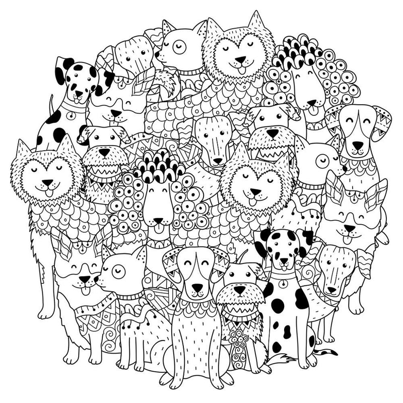 Packed Dogs Circle Fabric Panel - ineedfabric.com