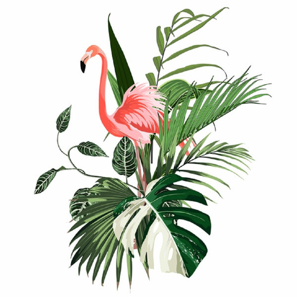 Paradise Flamingo Fabric Panel - White - ineedfabric.com
