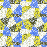 Patchwork Daises Fabric - Blue - ineedfabric.com