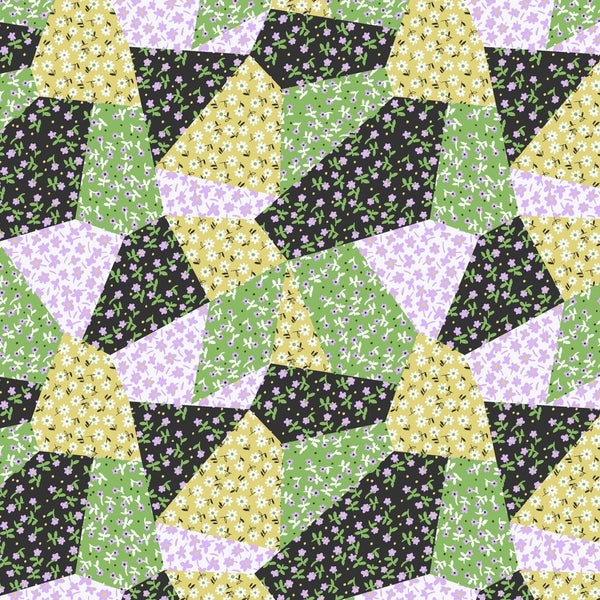 Patchwork Daises Fabric - Yellow - ineedfabric.com
