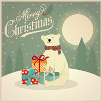 Polar Bear Christmas Card Fabric Panel - Multi - ineedfabric.com