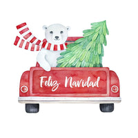Polar Bear Feliz Navidad Fabric Panel - FunSewing.com