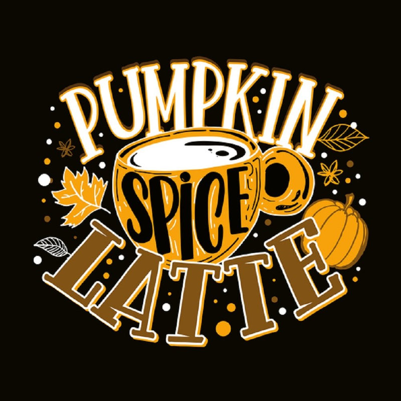 Pumpkin Spice Latte Fabric Panel - Black - ineedfabric.com