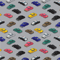 Retro Cartoon Cars Fabric - Gray - ineedfabric.com
