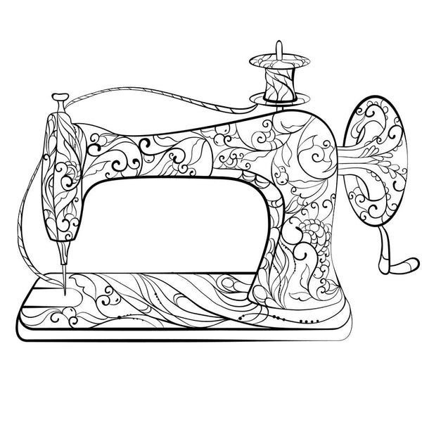 Retro Sewing Machine Fabric Panel - White - ineedfabric.com