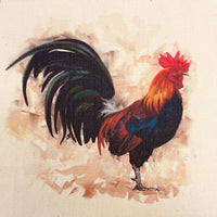 Rooster Natural 100% Cotton Canvas Fabric Panel - Multi - ineedfabric.com