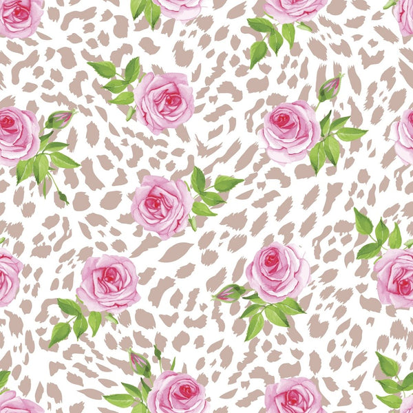 Roses on Leopard Skin Fabric - ineedfabric.com