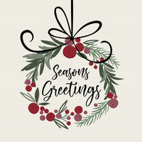 Seasons Greeting Wreath Fabric Panel - Tan - ineedfabric.com