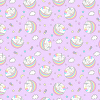 Sleepy Unicorn Cat Fabric - Purple - ineedfabric.com