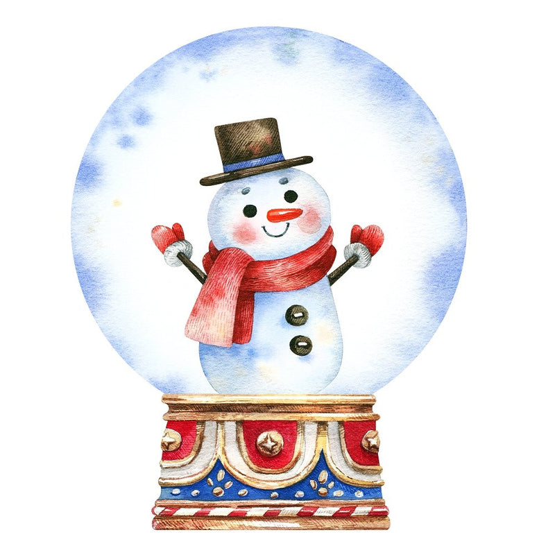 Snowman in Snowglobe Fabric Panel - ineedfabric.com