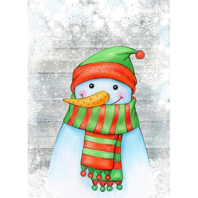 Snowy Christmas Snowman Fabric Panel - White - ineedfabric.com