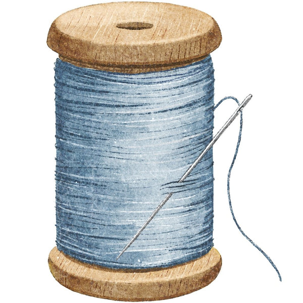 Spool Of Thread Fabric Panel - Blue - ineedfabric.com