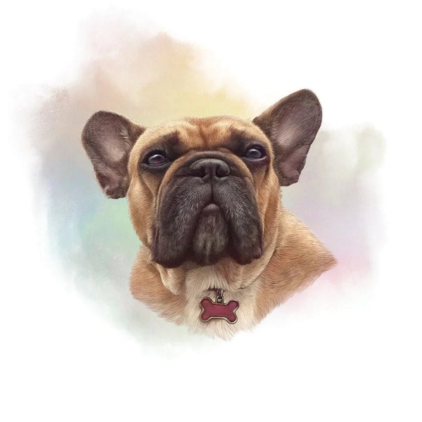 Tan French Bulldog With Collar Portrait Fabric Panel - FunSewing.com