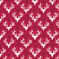 Textured Deer Head Silhouettes Fabric - Red - ineedfabric.com