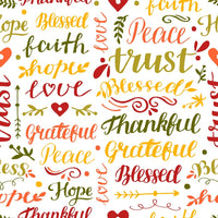 Thankful, Grateful, Blessed Fabric - ineedfabric.com