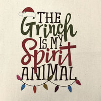 The Grinch Is My Spirit Animal Natural 100% Cotton Canvas Fabric Panel - FunSewing.com