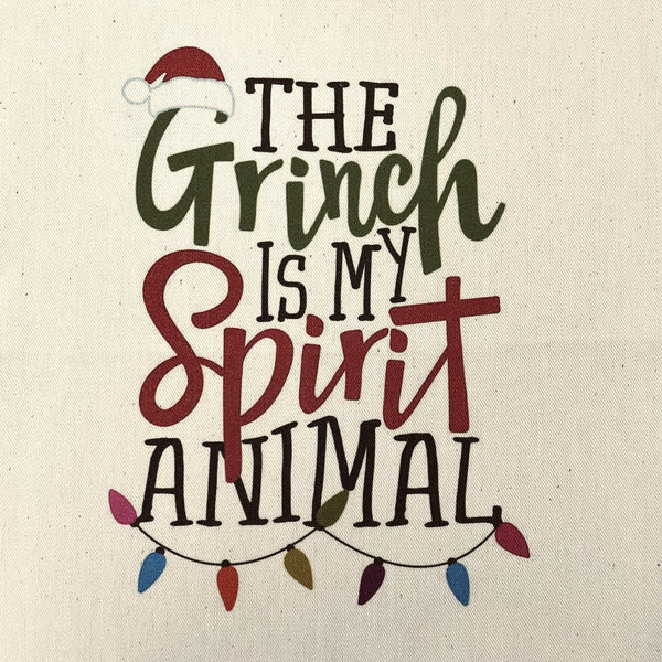 The Grinch Is My Spirit Animal Natural 100% Cotton Canvas Fabric Panel - FunSewing.com