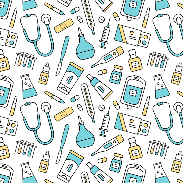 Tools Of Health Care Fabric - White - ineedfabric.com