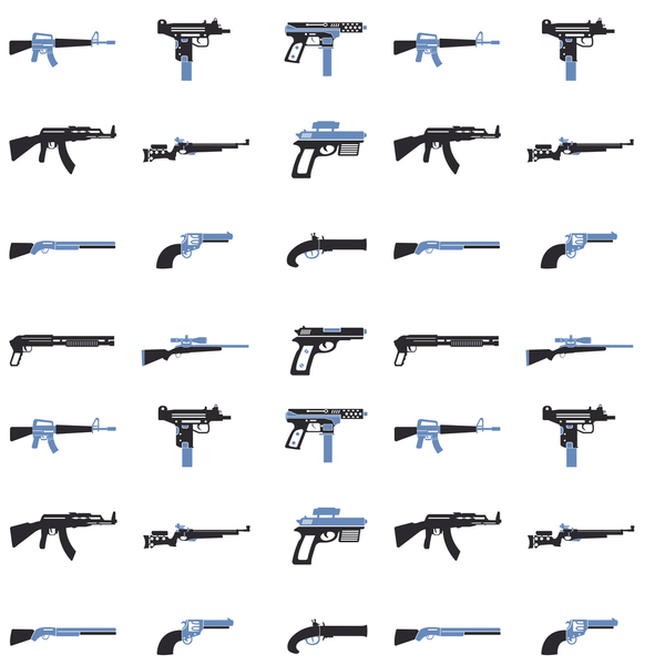 Various Firearms Fabric - Black - ineedfabric.com