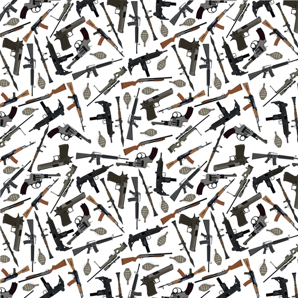 Various Weapons Fabric - White - ineedfabric.com