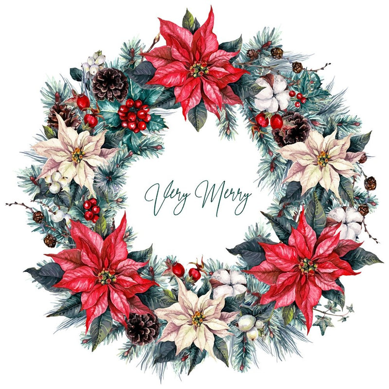 Very Merry Christmas Wreath Fabric Panel - Multi - ineedfabric.com