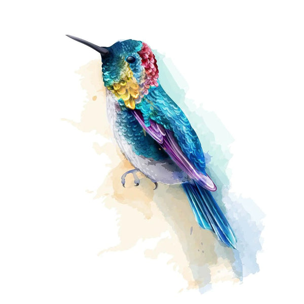 Vibrant Hummingbird Fabric Panel - Blue - FunSewing.com