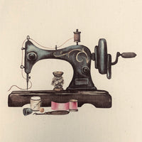 Vintage Sewing Machine Natural 100% Cotton Canvas Fabric Panel - ineedfabric.com