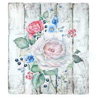 Vintage Wood & Roses Fabric Panel - Gray - ineedfabric.com