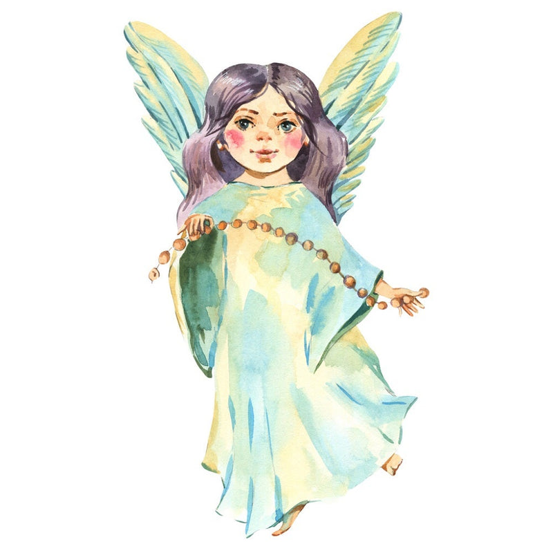 Watercolor Angel With Beads Fabric Panel - ineedfabric.com