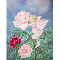 Watercolor Baby Fairy With Roses Fabric Panel - ineedfabric.com