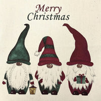 Watercolor Christmas Gnome Natural 100% Cotton Canvas Fabric Panel - FunSewing.com
