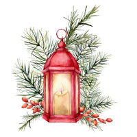 Watercolor Christmas Lantern Fabric Panel - Multi - FunSewing.com