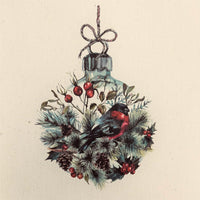 Watercolor Christmas Ornament Natural 100% Cotton Canvas Fabric Panel - FunSewing.com